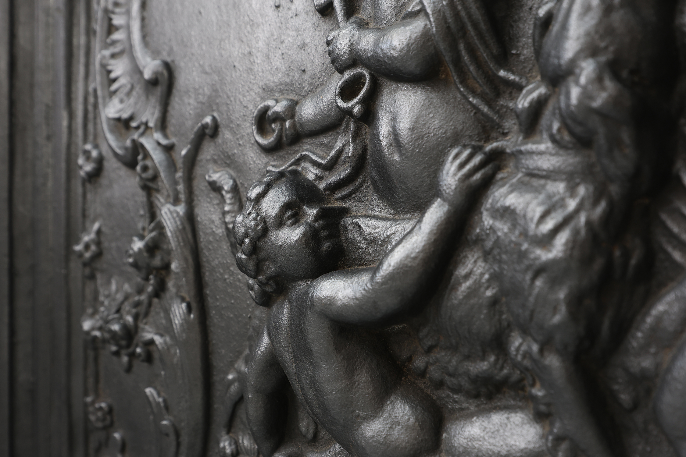 Antique Rococo style Fireback in cast iron, France ca. 1780 thumbnail